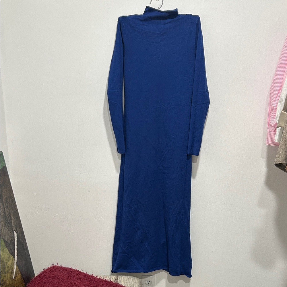Mango Slim-Fit Turtleneck Maxi Dress in Cobalt Blue